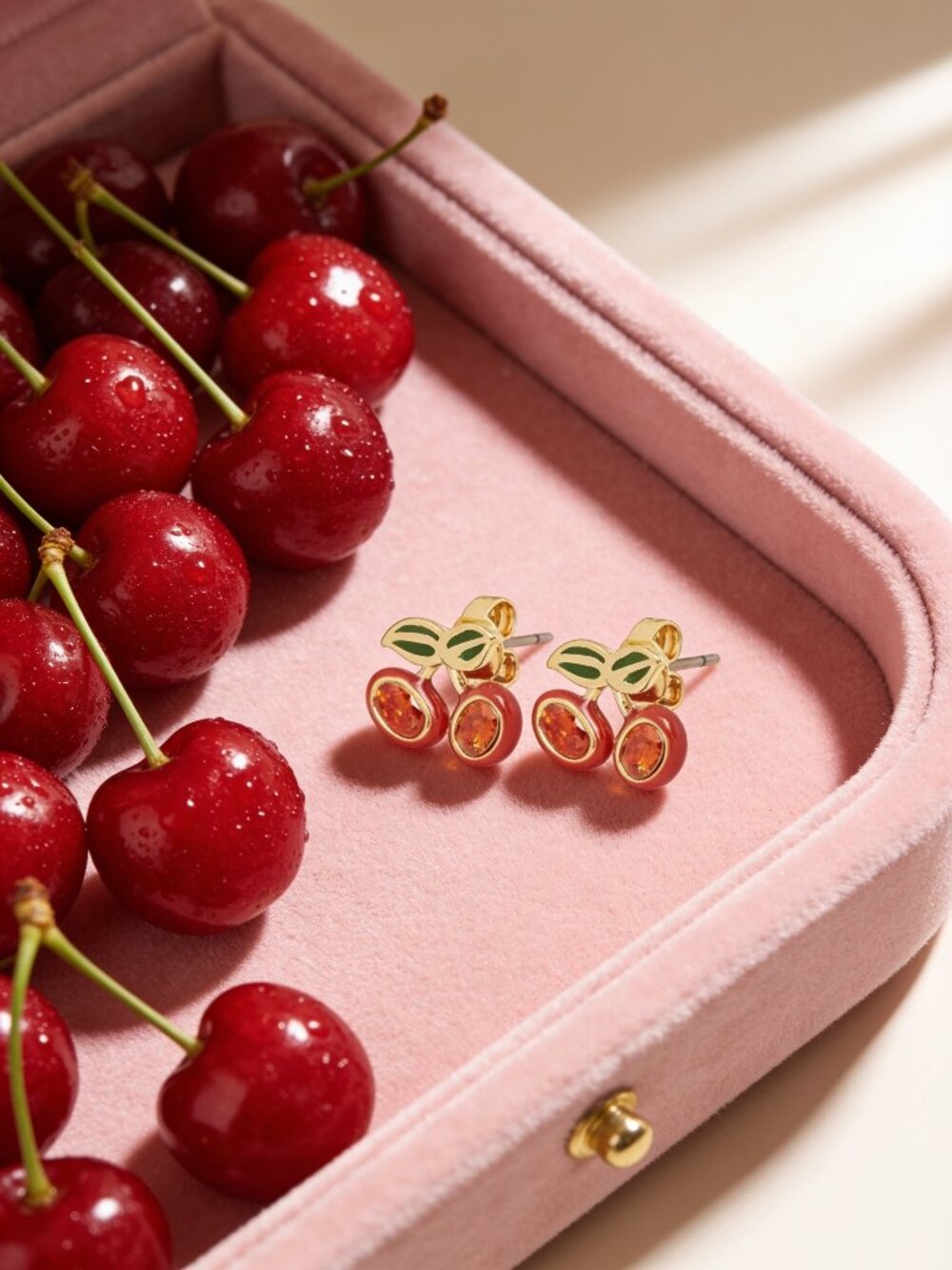 Cherry Crystal Stud Earrings